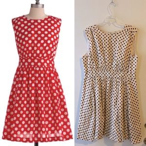 ModCloth emilyandfin Too Much Fun Dress in Ivory with black polka dots